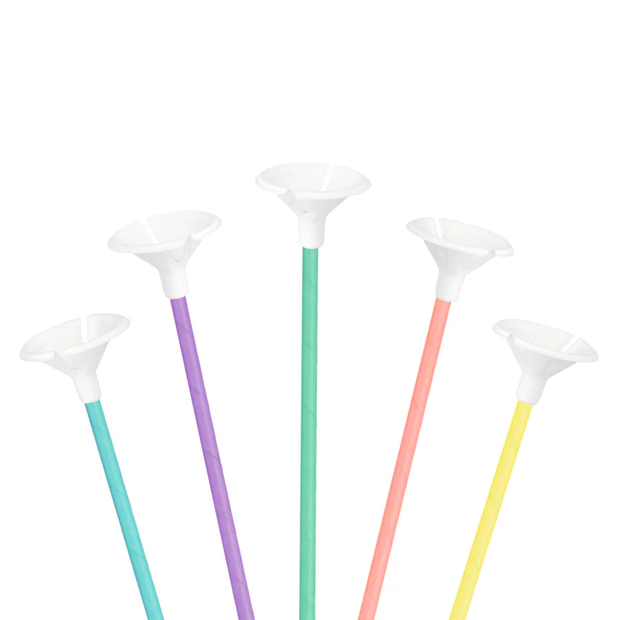 Pastel balloon sticks with stoppers- eco paper mix pack of 10