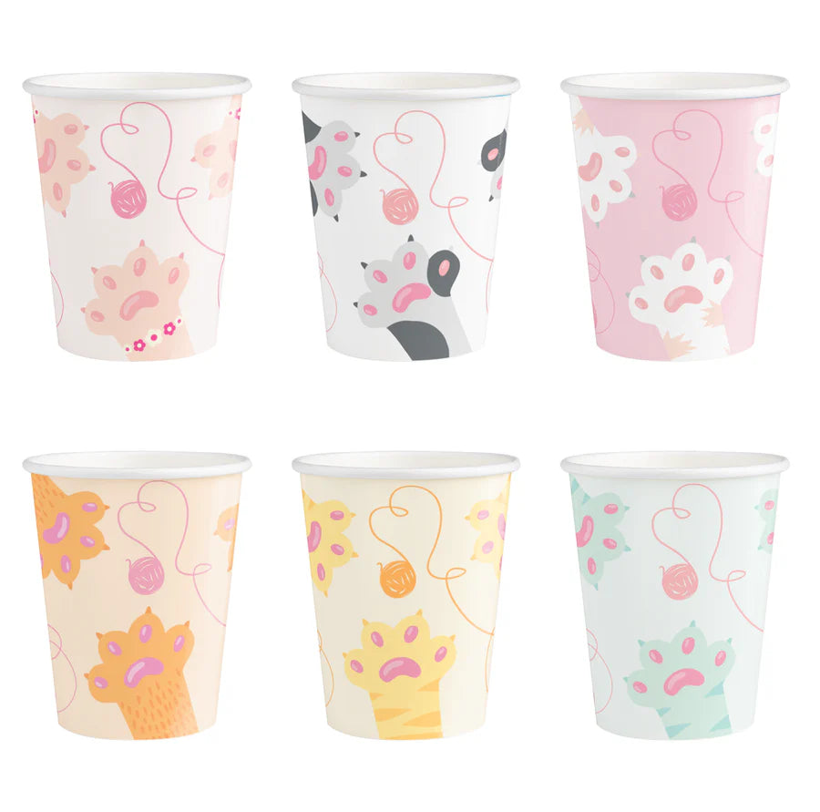 Vasos de papel, forma de pata de gato, 220 ml, 6 uds.