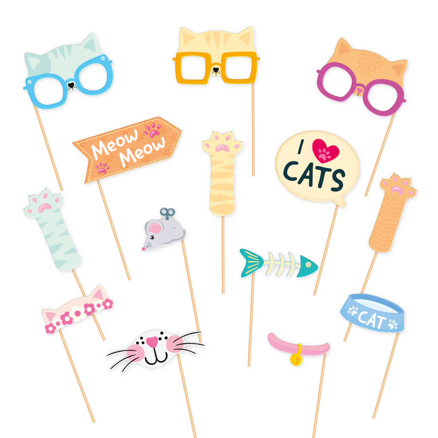 Accesorios de papel para fotografías, gatos, 14 piezas.