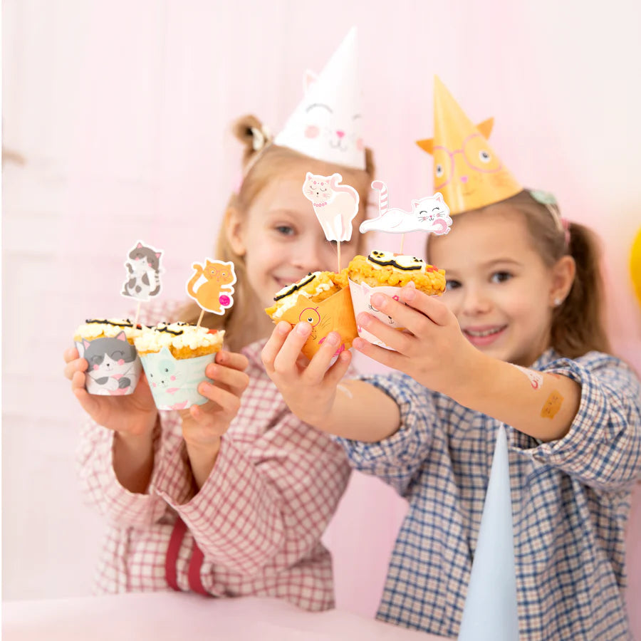 Paper Cupcake Toppers Cats, 10-11 cm, 12 pcs. PartyPal