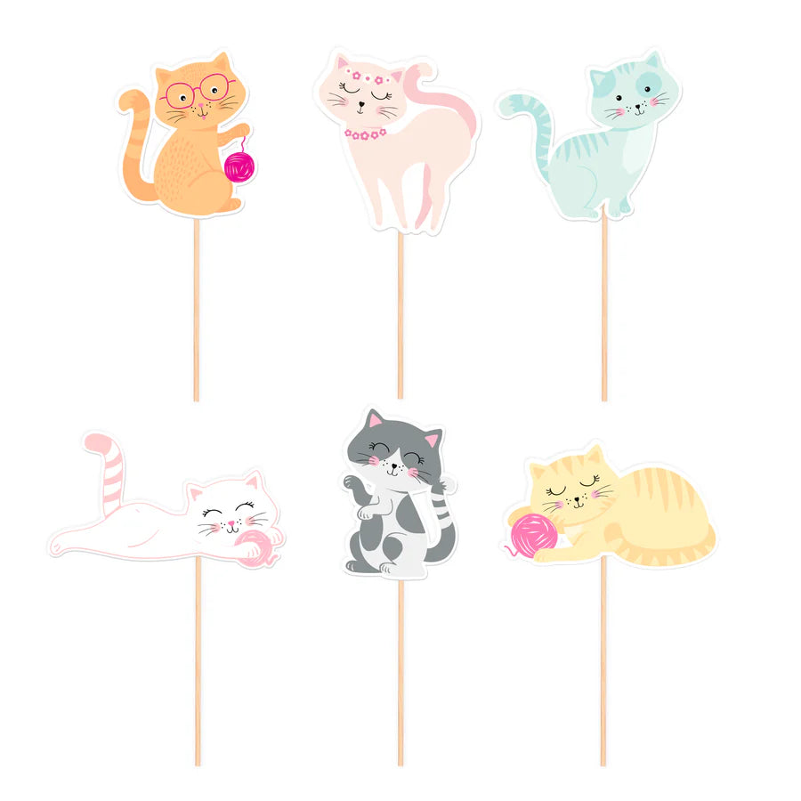 Paper Cupcake Toppers Cats, 10-11 cm, 12 pcs.