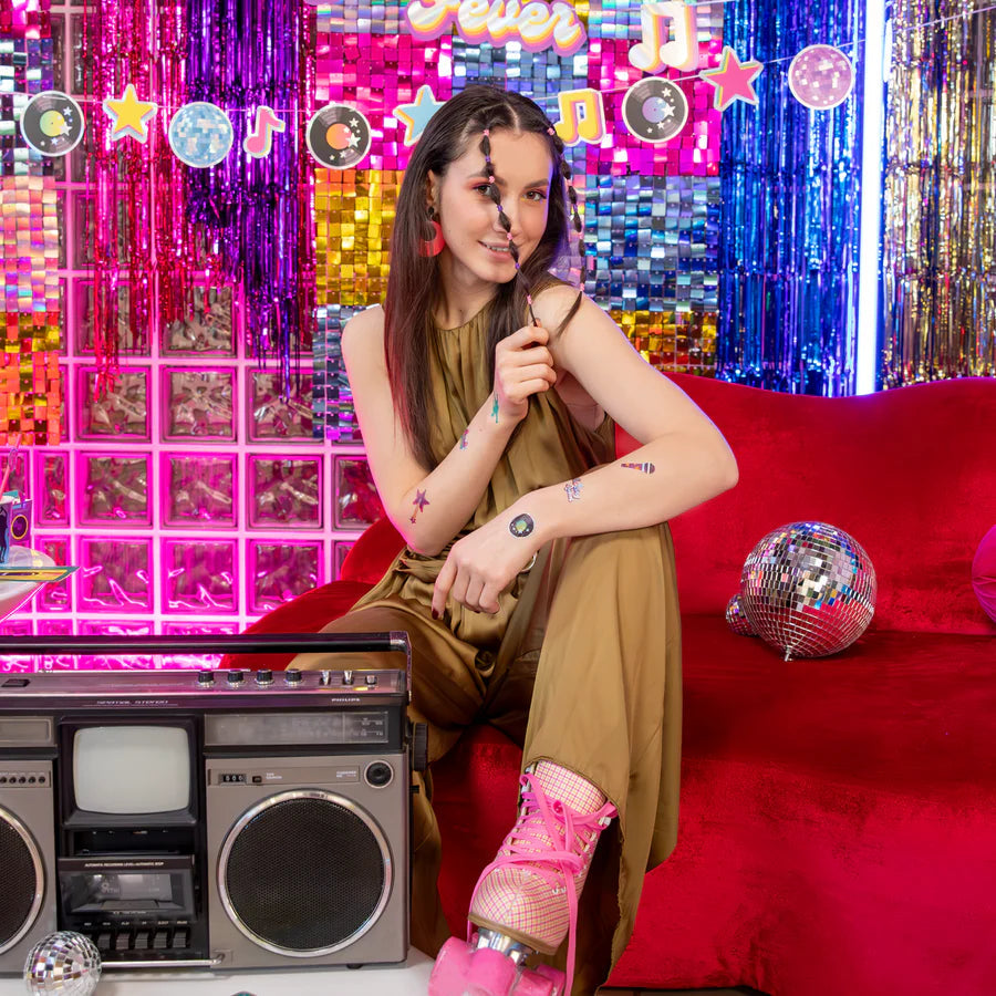 Temporary tattoos Retro Disco, 23 pcs. set PartyPal