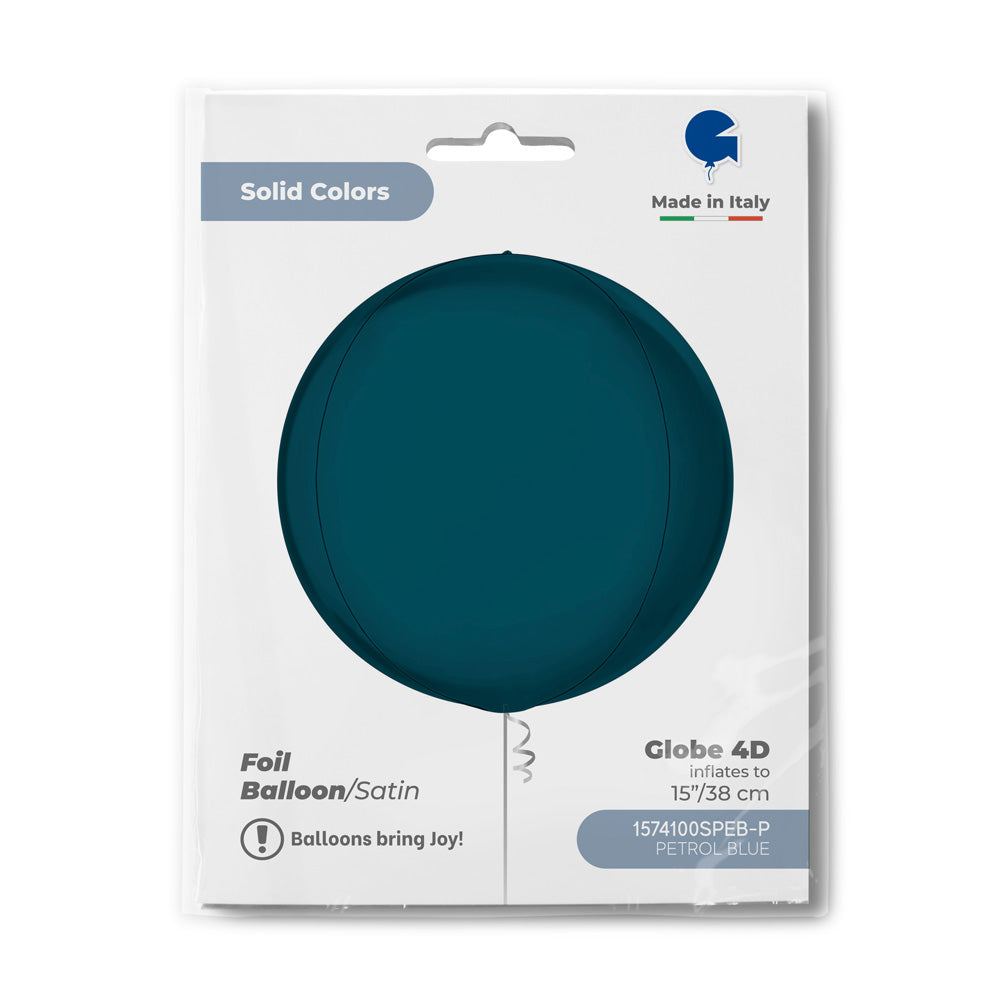 Globo de aluminio ORBZ, azul petróleo, 4D, 15" / 38 cm