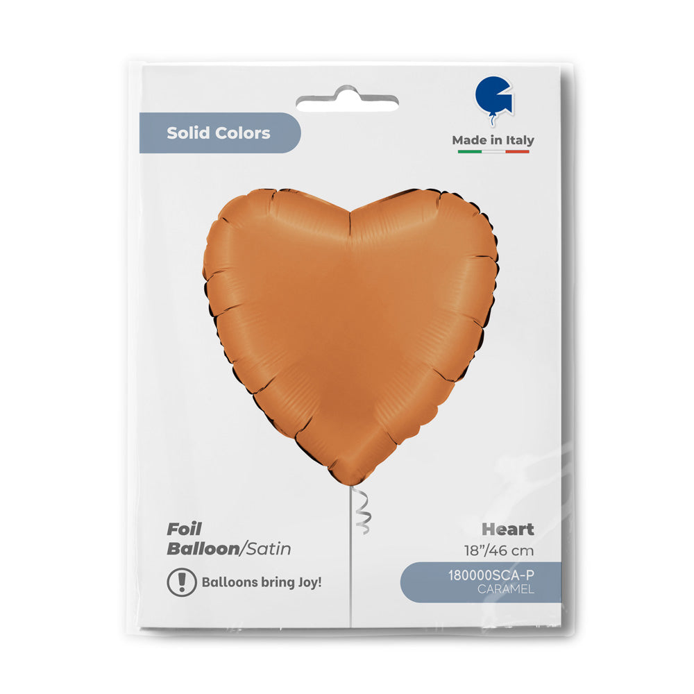 Foil Balloon Heart, Satin Caramel, 18" / 46 cm Grabo
