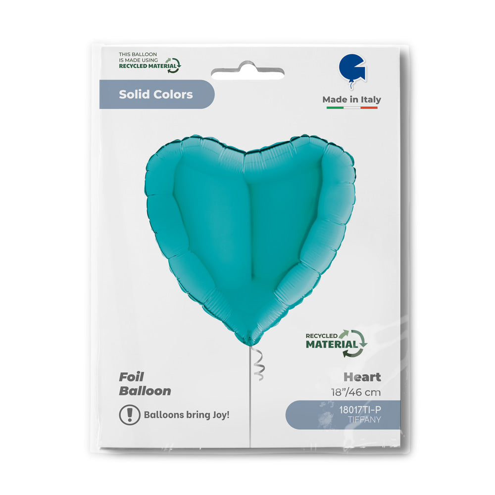 Foil Balloon Heart, Tiffany, 18" / 46 cm Grabo