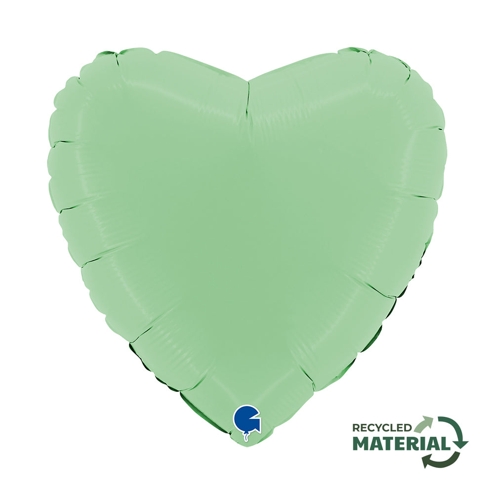 Foil Balloon Heart, Satin Matte Green, 18" / 46 cm