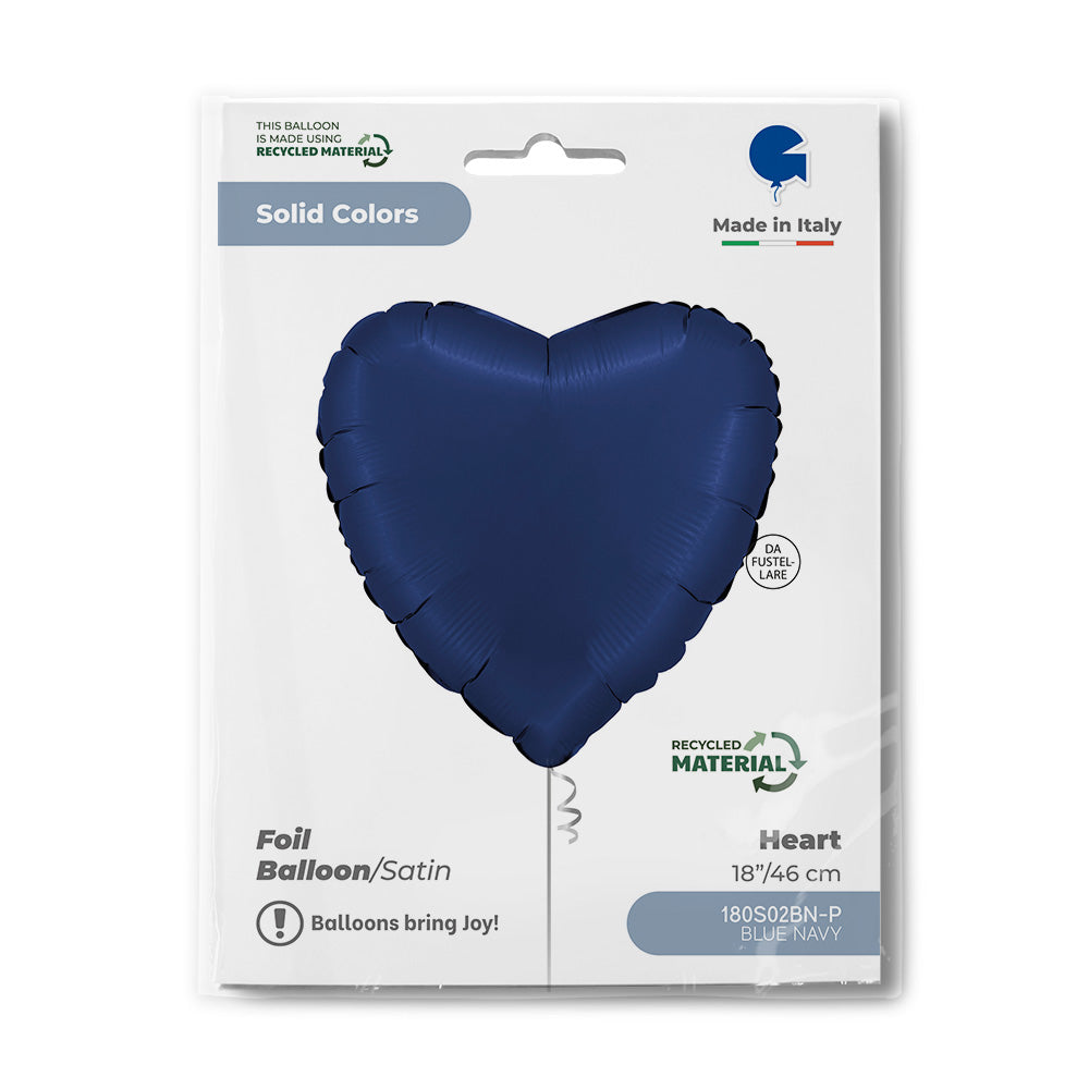 Foil Balloon Heart, Satin Blue Navy, 18" / 46 cm Grabo