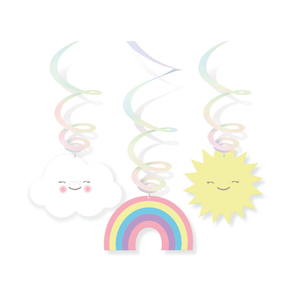 Adornos colgantes Arcoiris y Nube, 80 cm, 6 elementos