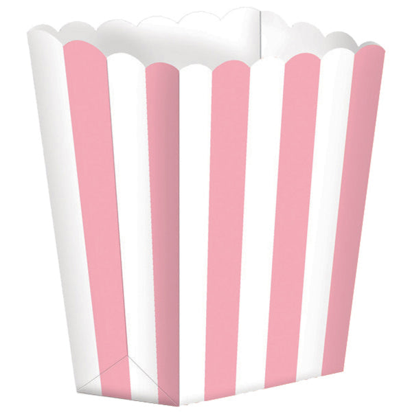 Popcorn paper boxes Striped, pink, 6.3 x 13.4 x 3.8 cm, 5 pcs Amscan
