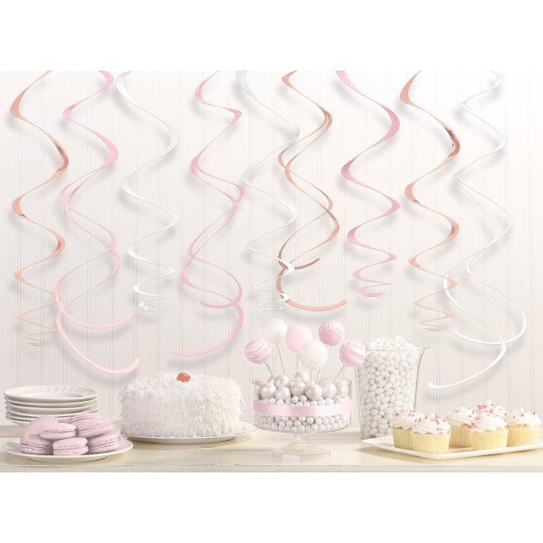 Hanging decoration Swirls, rose gold, 12 pcs Unique