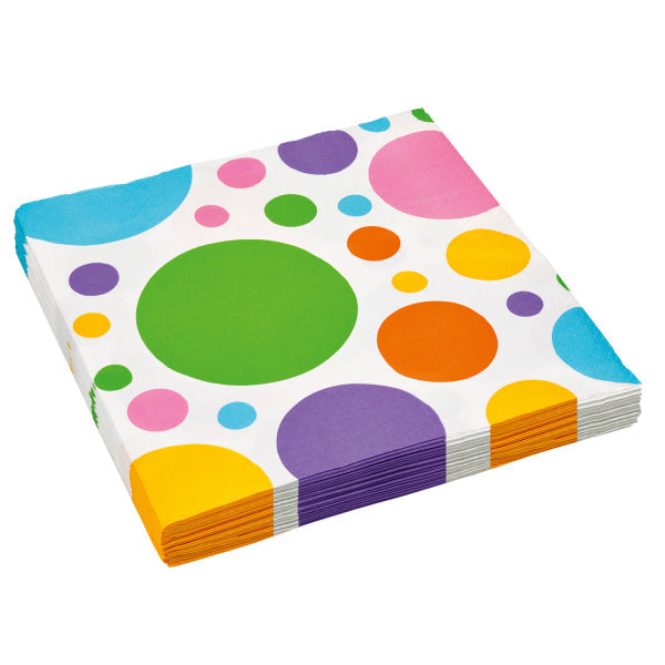Paper napkins Dots rainbow, 33 x 33 cm, 20 pcs Unique