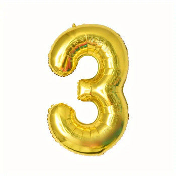 Gold number 3 foil balloon 60 cm for party decoration