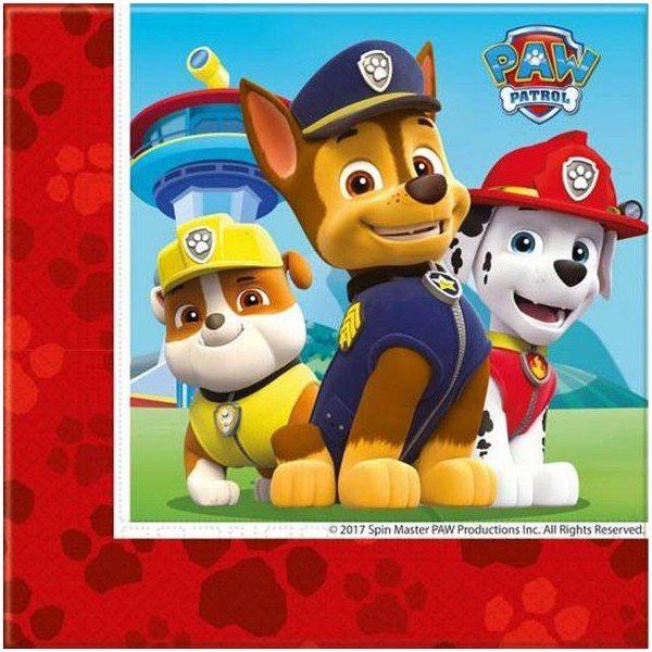Paper napkins Paw Patrol, 33x33 cm, 20 pcs PROCOS