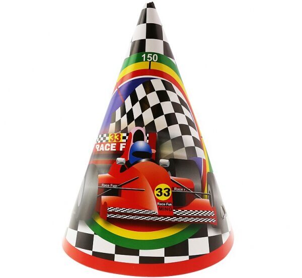 Party hats with Racing Cars, 16 cm, 6 pcs Godan