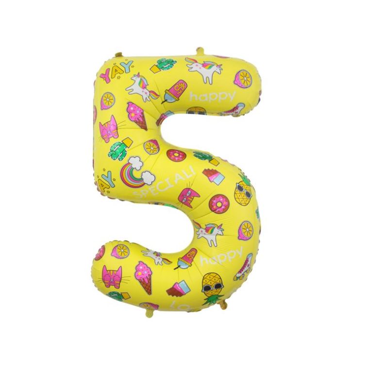 Foil Balloon Number ''5'', 78 cm, images Godan
