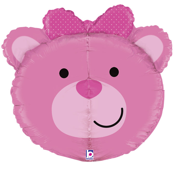Foil Balloon Pink Bear, multi-sided design, 27" / 69 cm, perfect for celebrations, can be inflated with helium or air.