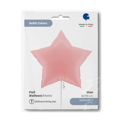 Balão de Foil Estrela, Rosa Fosco, 36" / 91 cm