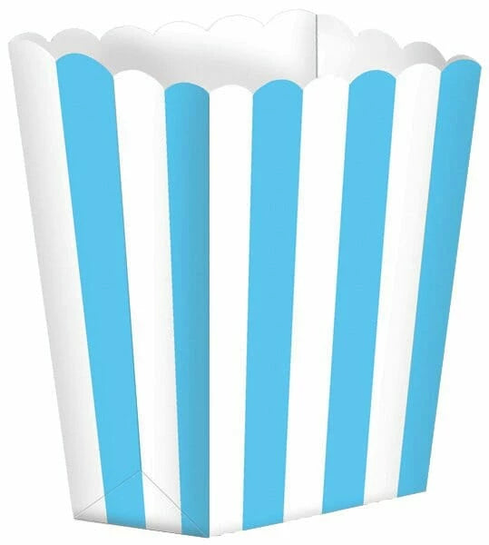 Popcorn paper boxes Striped, light blue, 6.3 x 13.4 x 3.8 cm, 5 pcs Amscan
