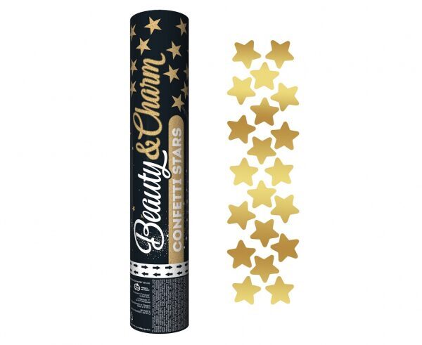 Canhão de confete Estrelas Douradas, 30 cm