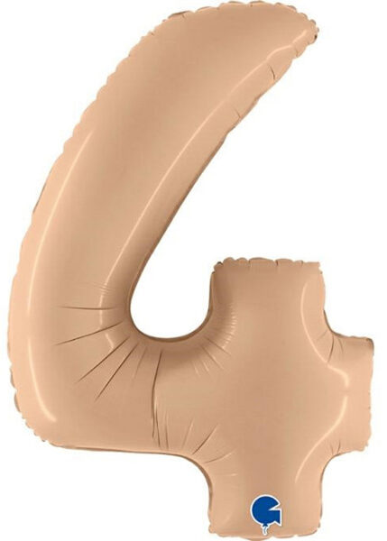 Foil Balloon Number "4", 102 cm, nude Grabo