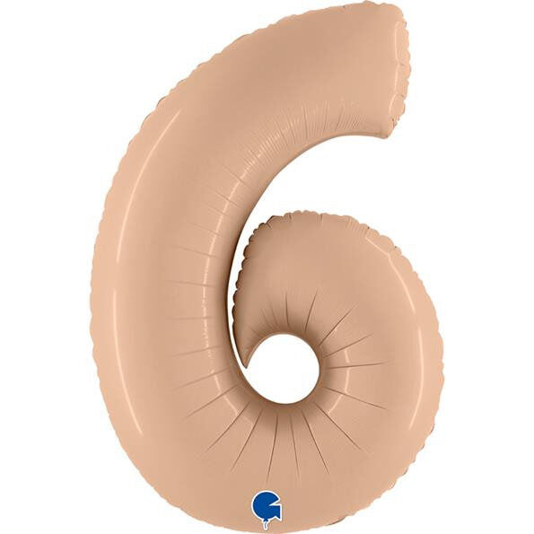 Foil Balloon Number "6", 102 cm, nude
