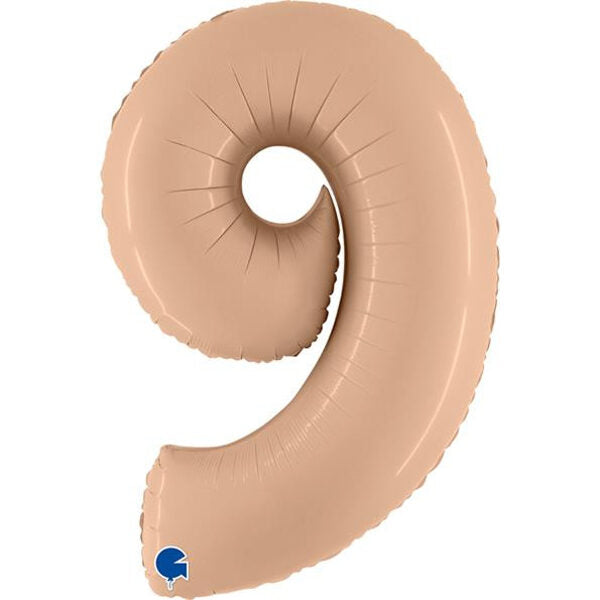 Foil Balloon Number "9", 102 cm, nude