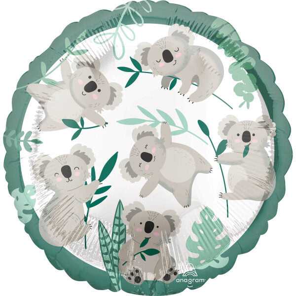 Foil Balloon Koala, Round, 17" / 43 cm