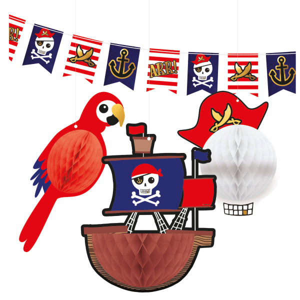 Adornos colgantes Piratas, set de decoración, 4 elementos