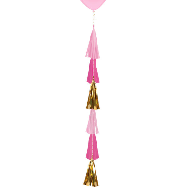 Balloon paper/foil tassel tail, pink, 70 cm Unique