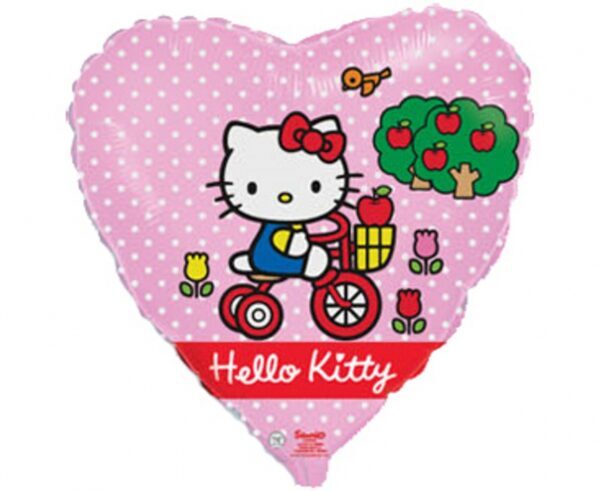 Foil Balloon Hello Kitty On A Bicycle, Heart 18" / 45 cm Flexmetal