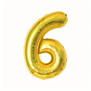 Gold number 6 foil balloon 60 cm for party decoration