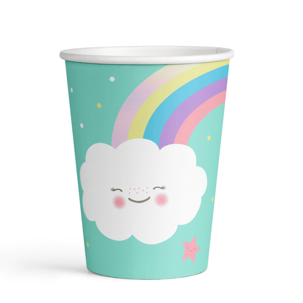 Paper cups "Rainbow & Cloud", 250 ml, 8 pcs Amscan