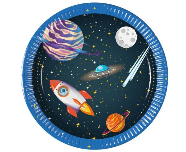 Platos de papel Cohete Espacial, 20 cm, 8 uds.