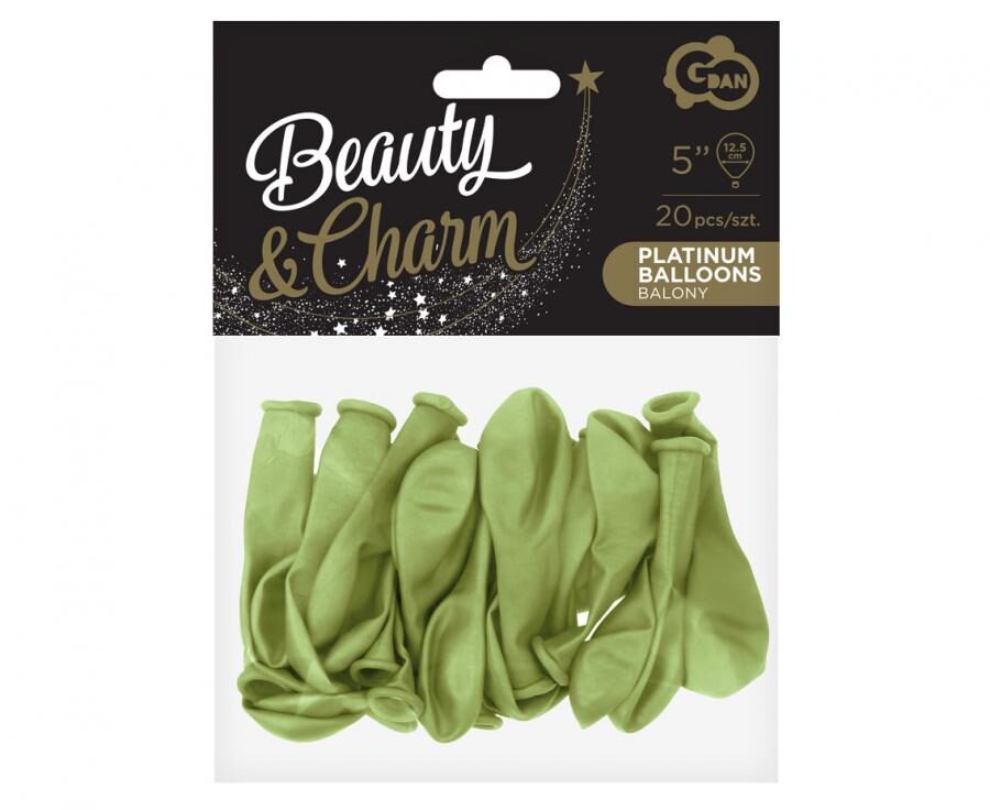 Beauty & Charm latex balloons, platinum, green, 5"/ 13 cm, 20 pcs. Godan
