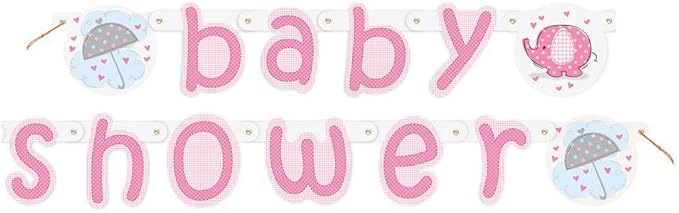 Banderín de papel para baby shower, rosa, 160 cm