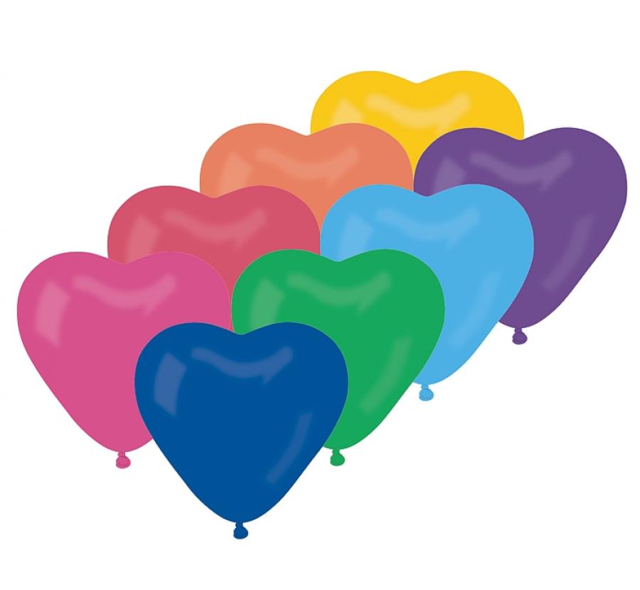 Gemar multicolor heart latex balloon 25 cm inflated