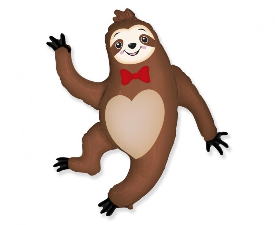 Foil Balloon Sloth with Bow Tie, 39" / 92 cm Godan