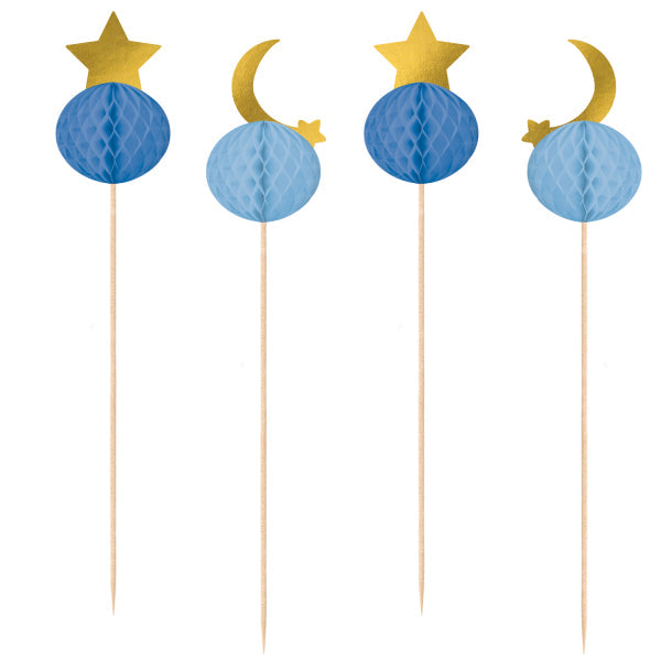 Cupcake toppers Star and Moon, paper, 17 cm, 10 pcs Unique