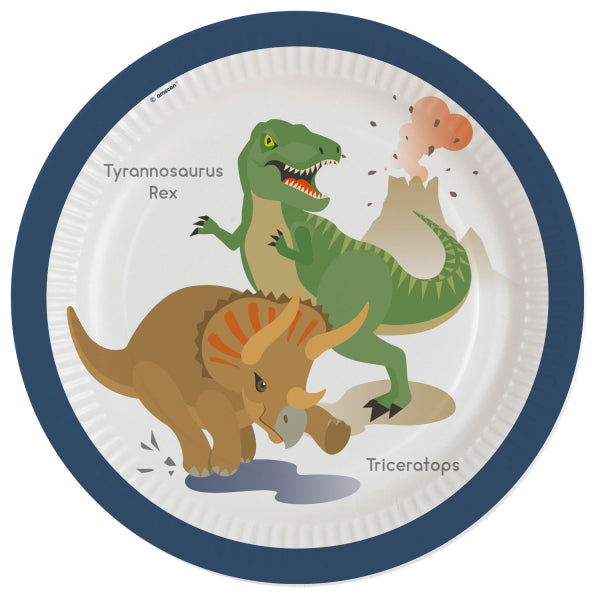 Paper plates Happy Dinosaur, 23 cm, 8 pcs Amscan