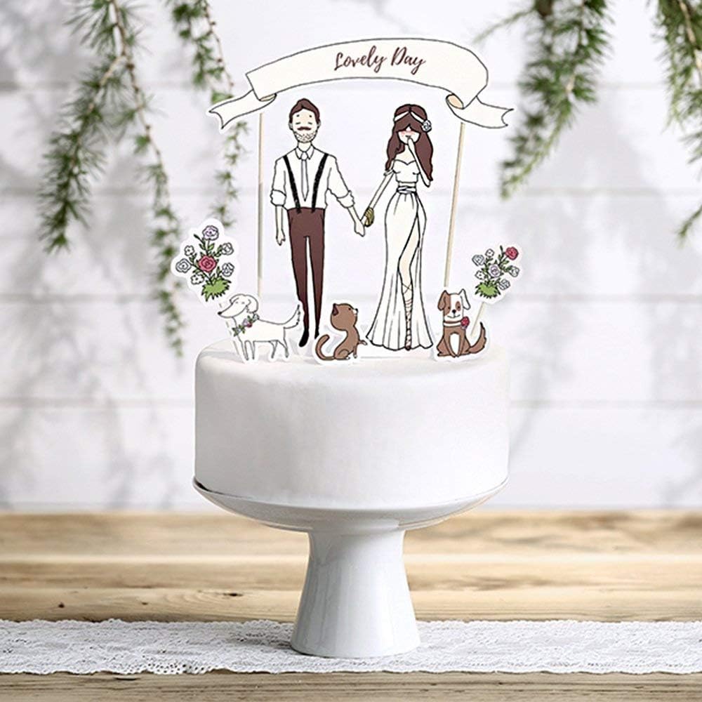 Cake topper Lovely Day, 17 x 22 cm, 7 elements Partydeco
