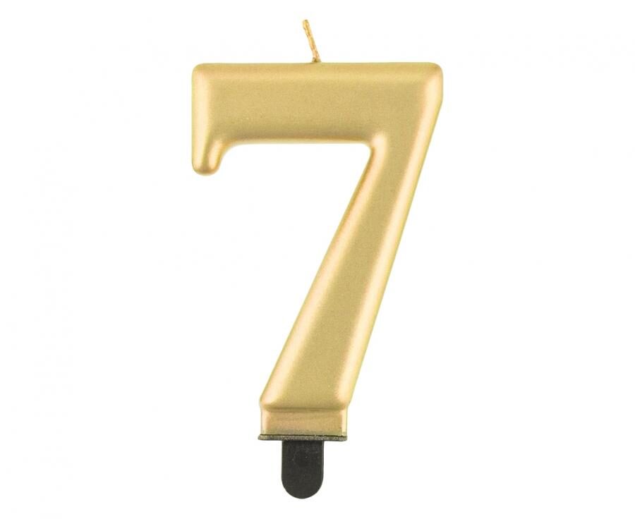 Candle Number 7, metallic gold, 8 cm Godan