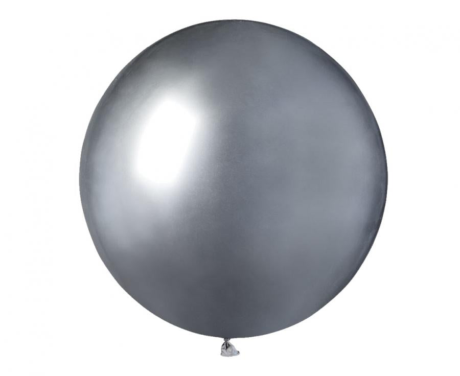 Gemar 19-inch shiny silver chrome latex balloons – pack of