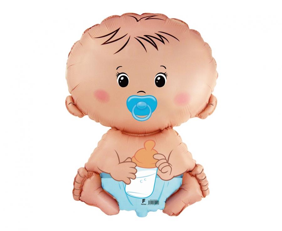 Blue baby boy foil balloon 24 inch inflated for baby shower