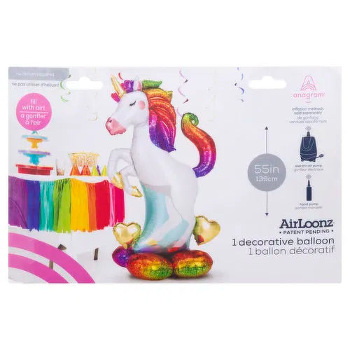 Foil balloon Rainbow Unicorn, AirLoonz, 55" / 139 cm Anagram