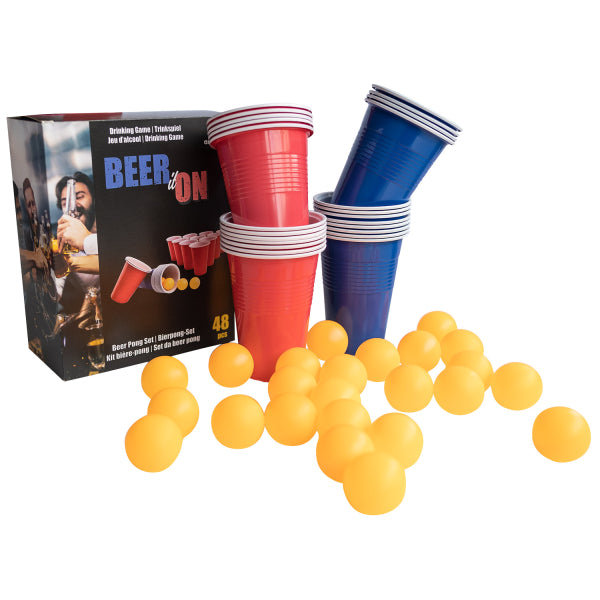 Juego de beber Beer Pong, 24 vasos y 24 pelotas