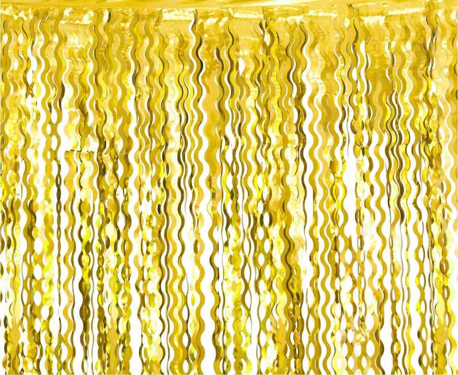 Party curtain Swirls, gold, 100 x 200 cm