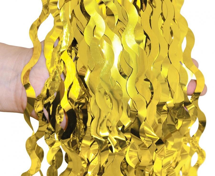 Party curtain Swirls, gold, 100 x 200 cm