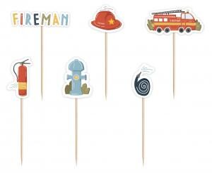 Cupcake toppers Fireman, paper, 4x4x12 cm, 6 pcs Godan