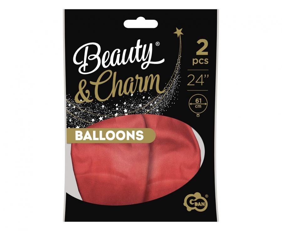 Beauty & Charm latex balloons, platinum, red, 24"/ 61 cm, 2 pcs. Godan