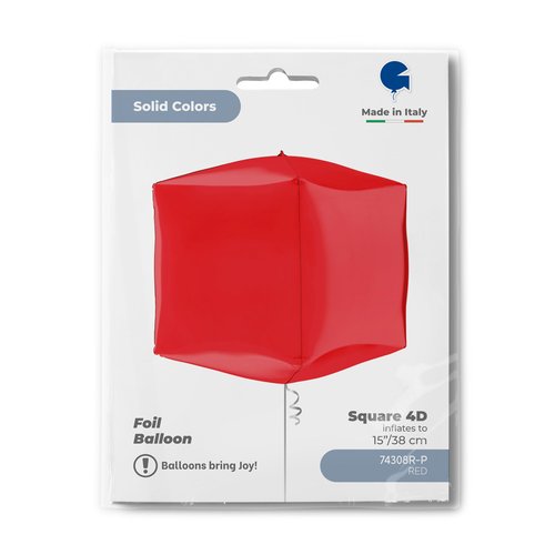 Foil Balloon Cube, Red, 15" / 38 cm Grabo